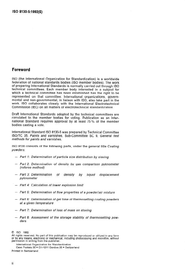 ISO 8130-5:1992 ISO 8130-5:1992 - Coating powders - Page 2 preview