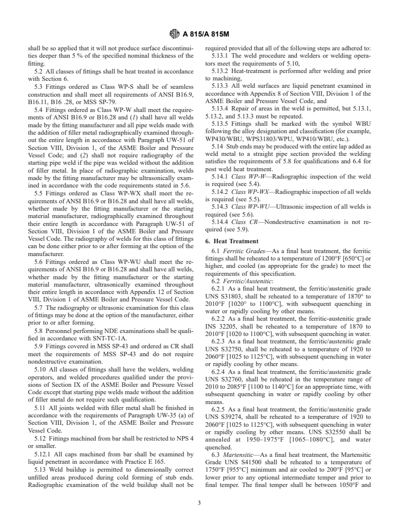 ASTM A815/A815M-00 - Standard Specification for Wrought Ferritic, Ferritic/Austenitic, and Martensitic Stainless Steel Piping Fittings