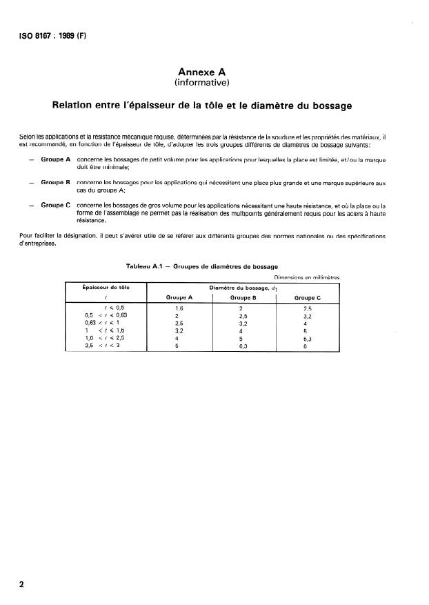 ISO 8167:1989 ISO 8167:1989 - Bossages pour le soudage par résistance - Page 4 preview
