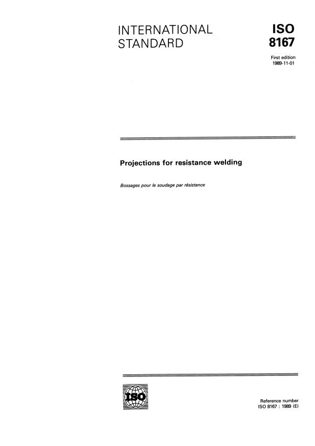 ISO 8167:1989 - Projections for resistance welding