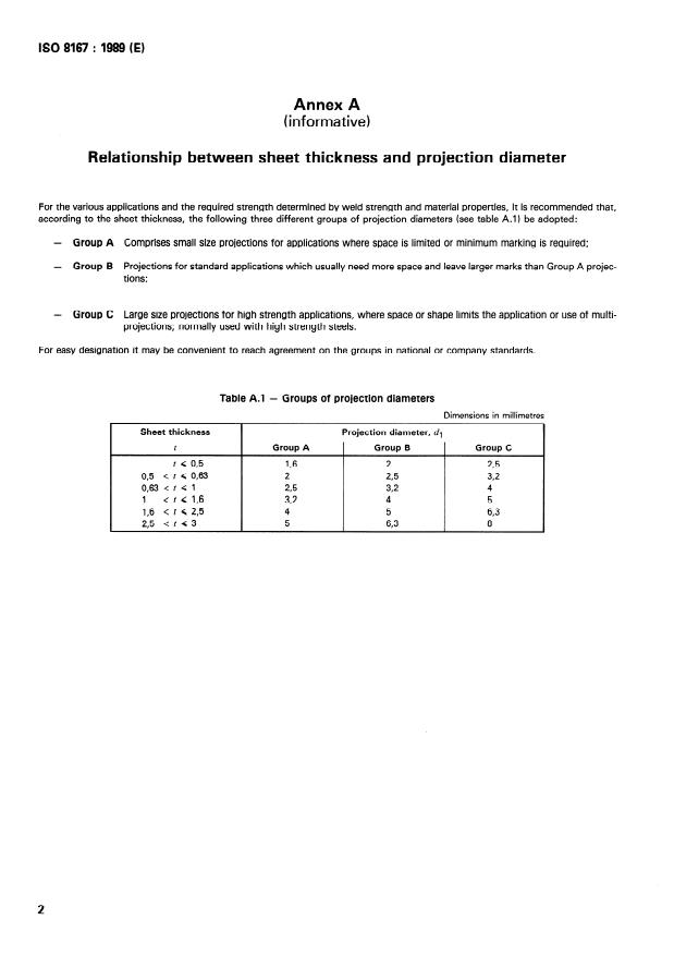 ISO 8167:1989 ISO 8167:1989 - Projections for resistance welding - Page 4 preview