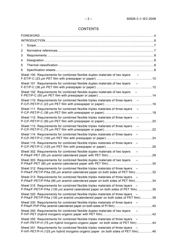 IEC 60626-3:2008 IEC 60626-3:2008 - Combined flexible materials for electrical insulation - Part 3: Specifications for individual materials - Page 4 preview