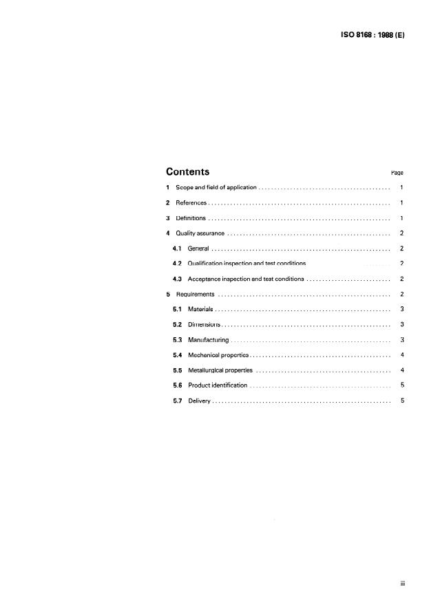 ISO 8168:1988 - Aerospace -- Corrosion- and heat-resisting steel bolts with strength classification 1 100 MPa and MJ threads -- Procurement specification