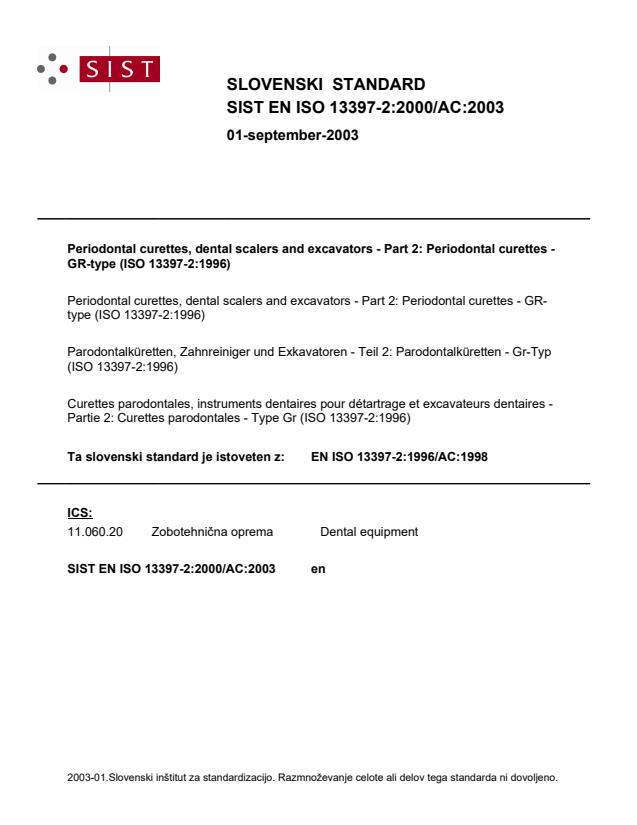 EN ISO 13397-2:2000/AC:2003