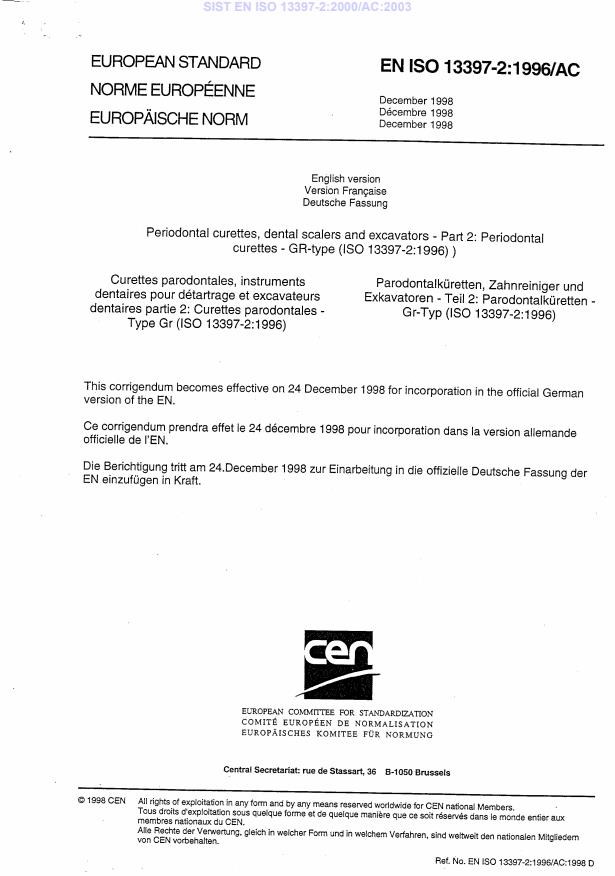 EN ISO 13397-2:2000/AC:2003