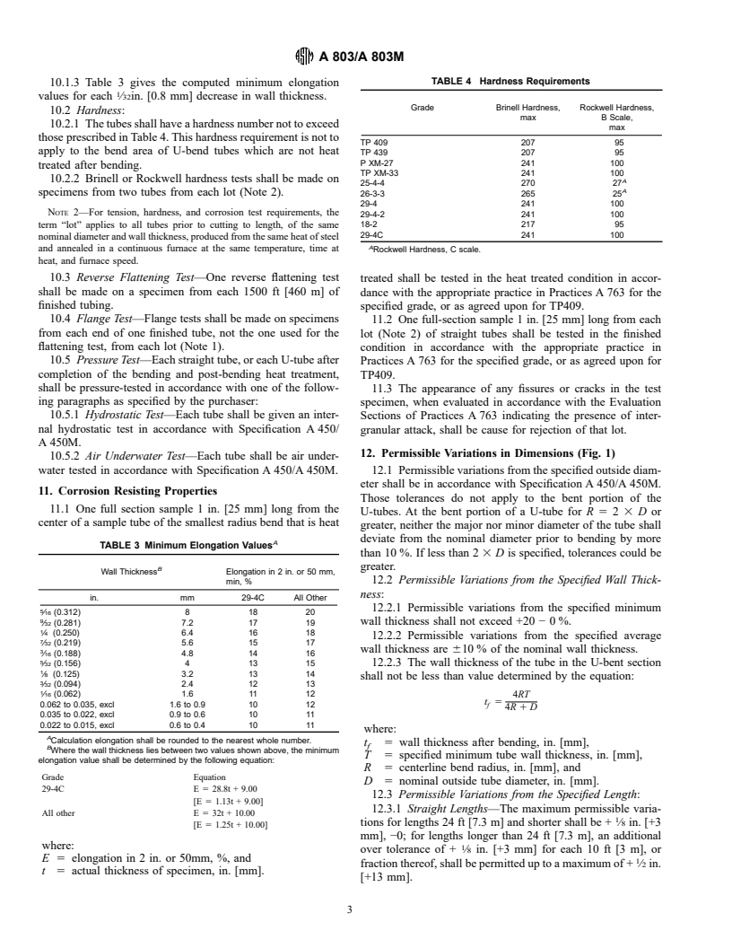 ASTM A803/A803M-98 - Standard Specification for Welded Ferritic Stainless Steel Feedwater Heater Tubes