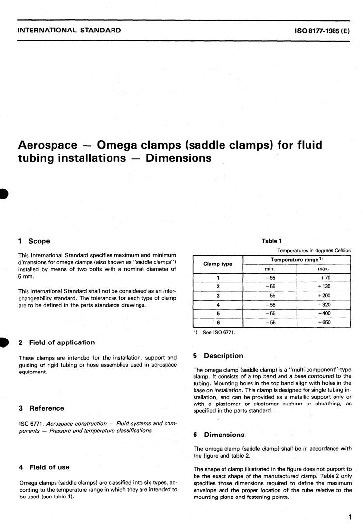ISO 8177:1985 - Aerospace — Omega clamps (saddle clamps) for fluid tubing installations — Dimensions
Released:11/7/1985