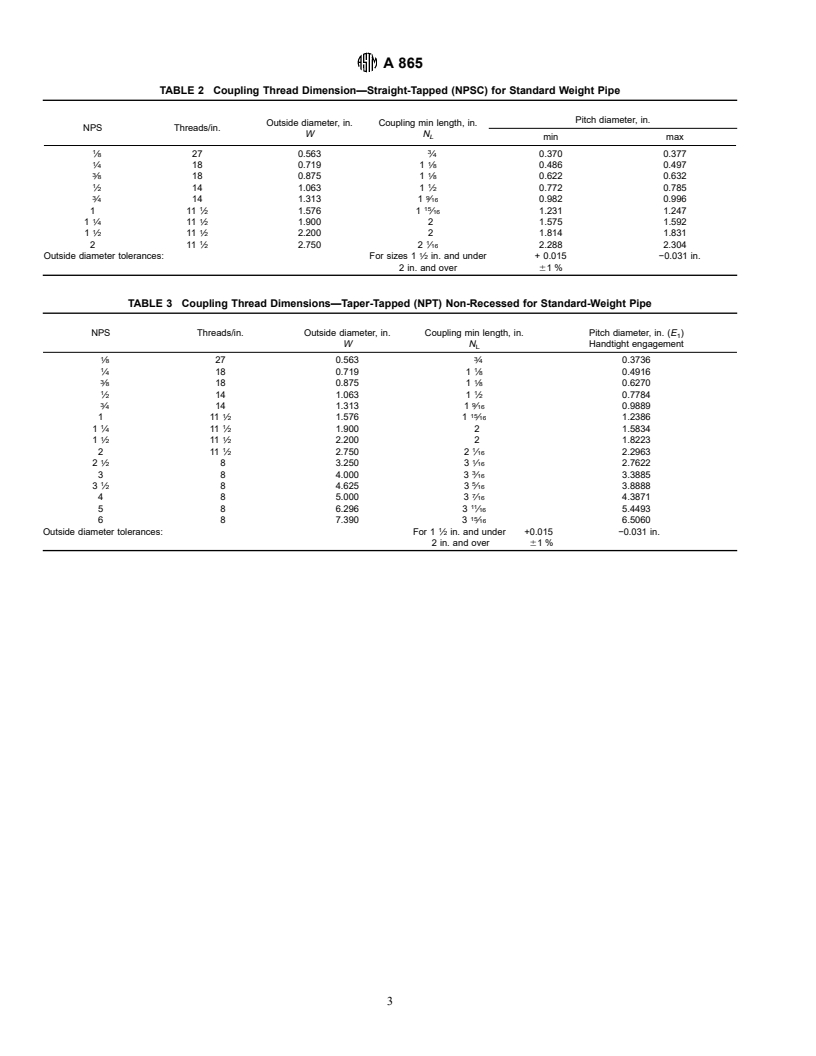 ASTM A865-97 - Standard Specification for Threaded Couplings, Steel, Black or Zinc-Coated (Galvanized) Welded or Seamless, for Use in Steel Pipe Joints