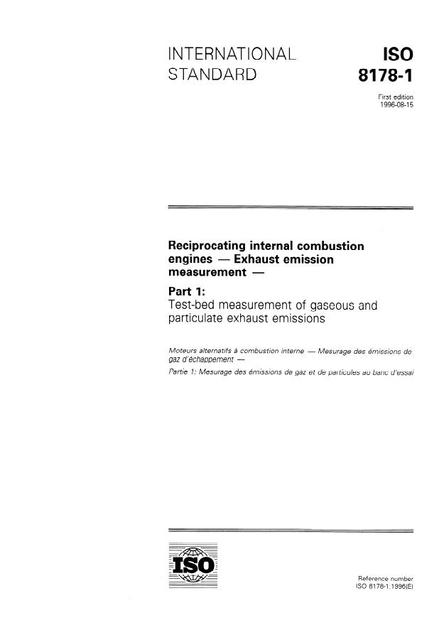 ISO 8178-1:1996 - Reciprocating internal combustion engines -- Exhaust emission measurement