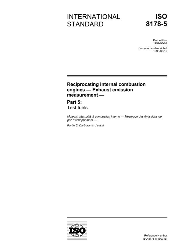 ISO 8178-5:1997 - Reciprocating internal combustion engines -- Exhaust emission measurement
