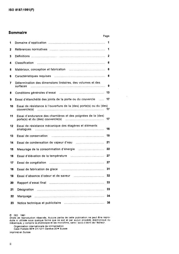 ISO 8187:1991 ISO 8187:1991 - Réfrigérateurs a usage ménager -- Réfrigérateurs-congélateurs -- Caractéristiques et méthodes d'essai - Page 2 preview