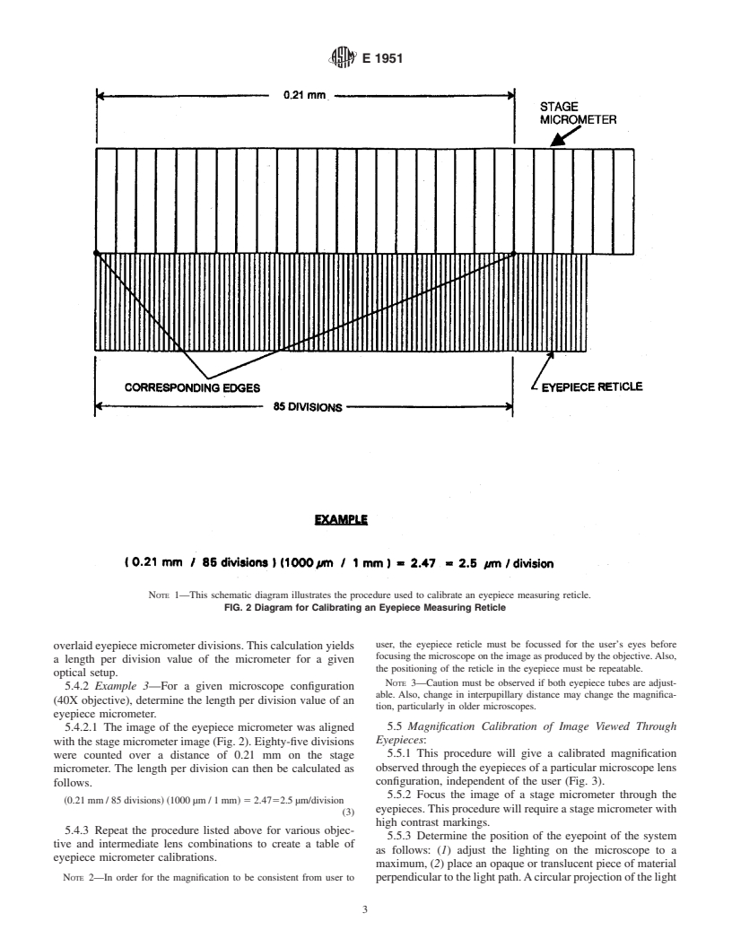 ASTM E1951-02 - Standard Guide for Calibrating Reticles and Light Microscope Magnifications