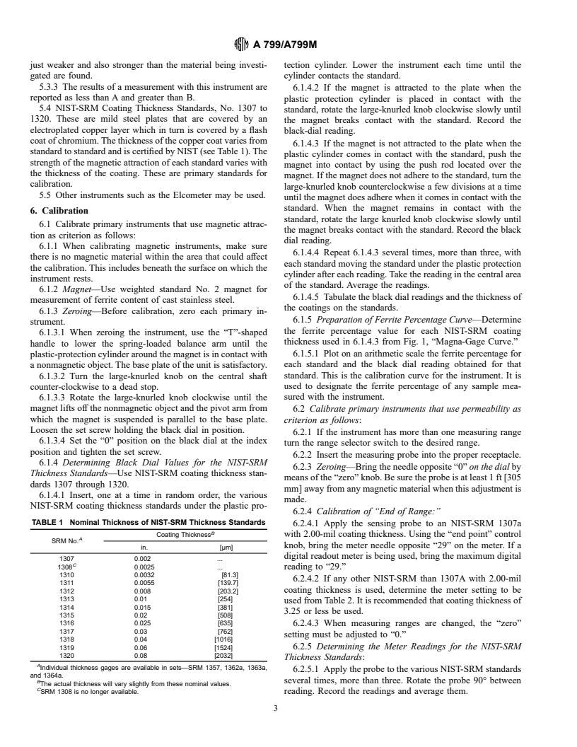 ASTM A799/A799M-92(1997) - Standard Practice for Steel Castings, Stainless, Instrument Calibration, for Estimating Ferrite Content