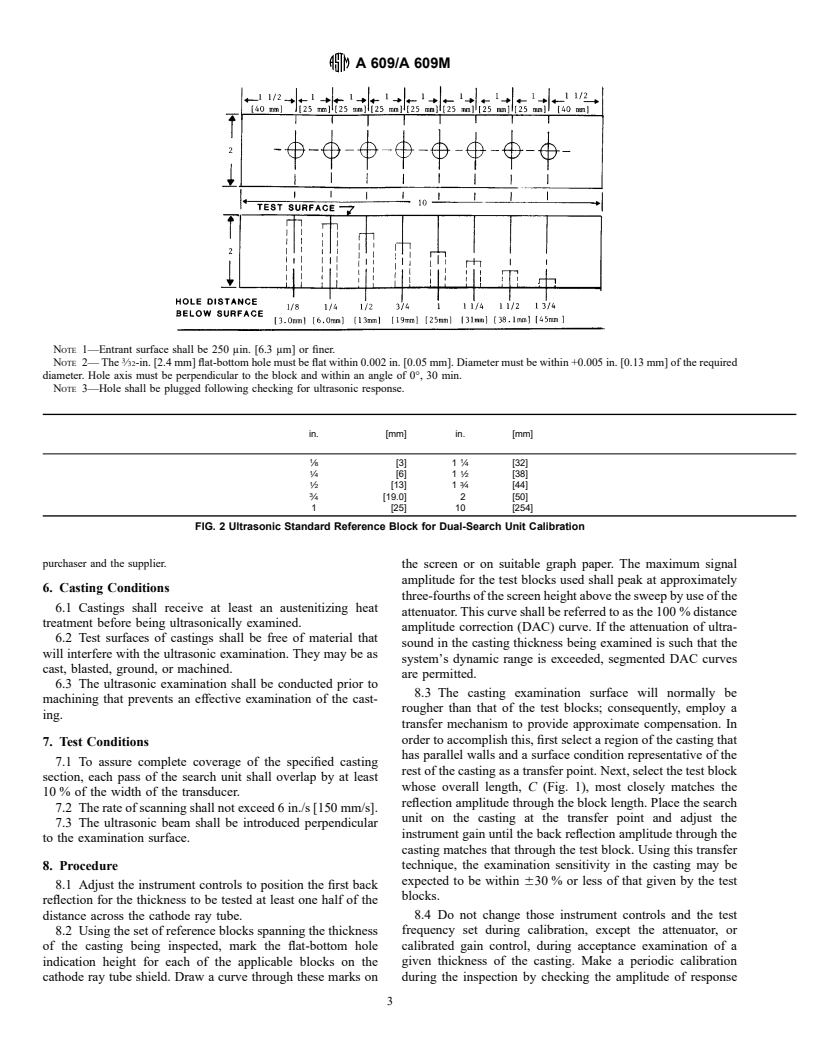 ASTM A609/A609M-91(1997) - Standard Practice for Castings, Carbon, Low-Alloy, and Martensitic Stainless Steel, Ultrasonic Examination Thereof