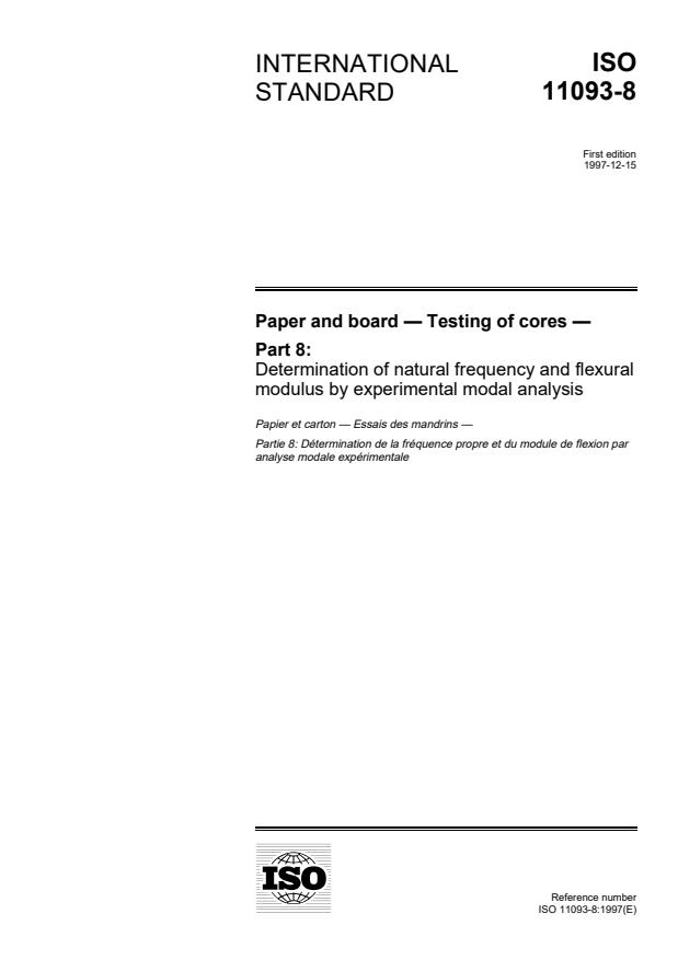 ISO 11093-8:1997 - Paper and board -- Testing of cores