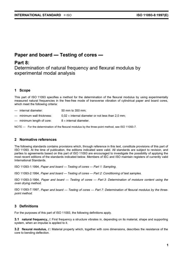 ISO 11093-8:1997 - Paper and board -- Testing of cores