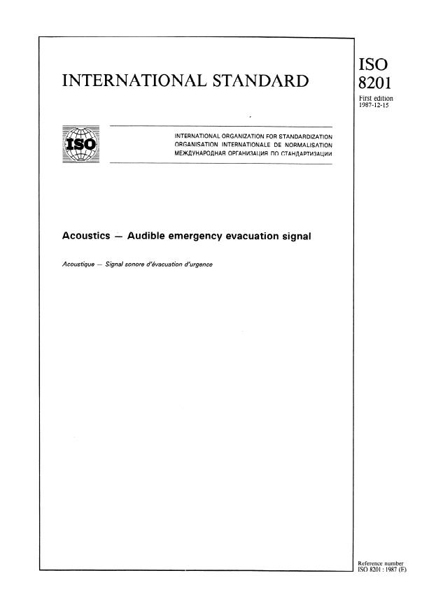 ISO 8201:1987 - Acoustics -- Audible emergency evacuation signal