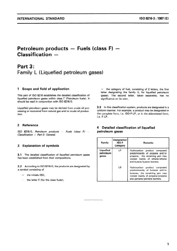 ISO 8216-3:1987 - Petroleum products -- Fuels (class F) -- Classification