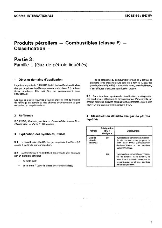 ISO 8216-3:1987 - Produits pétroliers -- Combustibles (classe F) -- Classification
