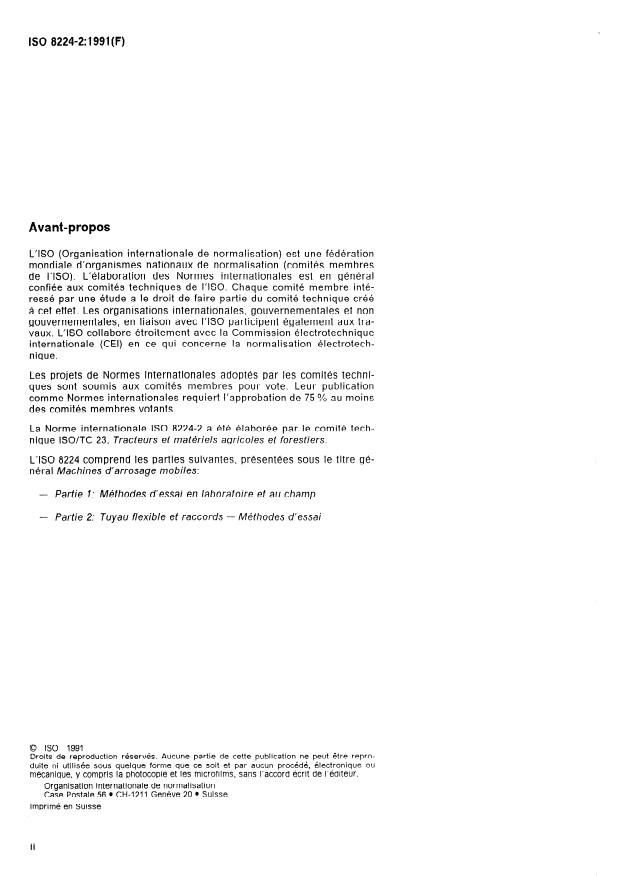 ISO 8224-2:1991 ISO 8224-2:1991 - Machines d'arrosage mobiles - Page 2 preview