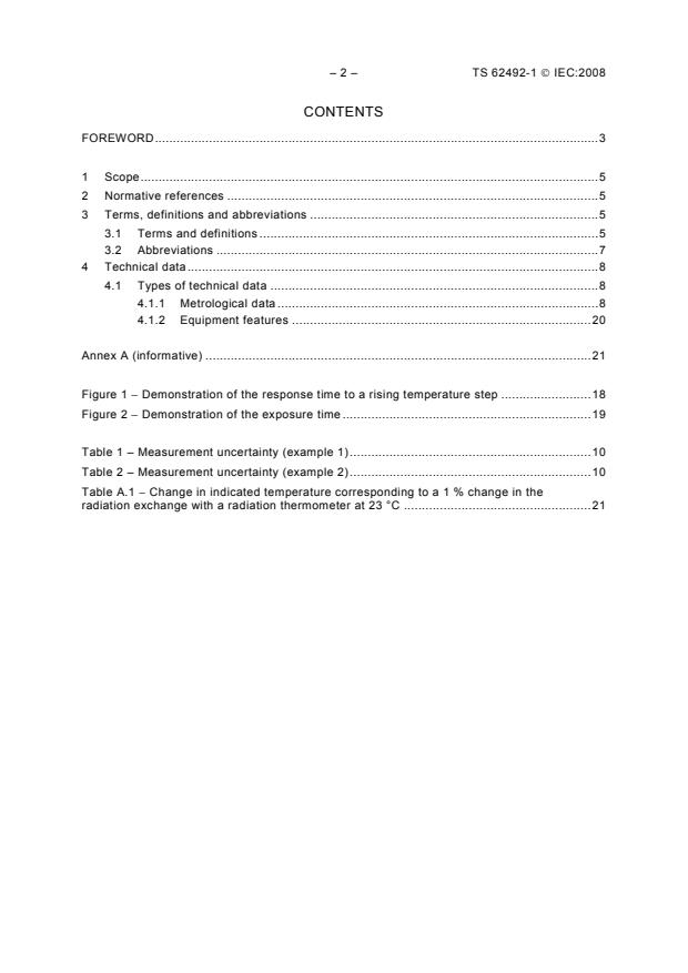 IEC TS 62492-1:2008 IEC TS 62492-1:2008 - Industrial process control devices - Radiation thermometers - Part 1: Technical data for radiation thermometers - Page 4 preview