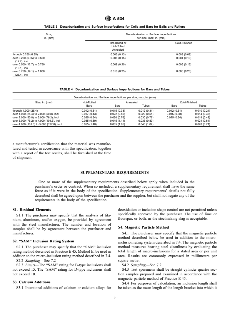 ASTM A534-94 - Standard Specification for Carburizing Steels for Anti-Friction Bearings