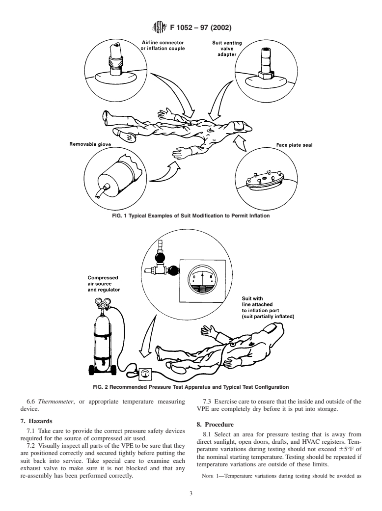 ASTM F1052-97(2002) - Standard Test Method for Pressure Testing Vapor Protective Ensembles