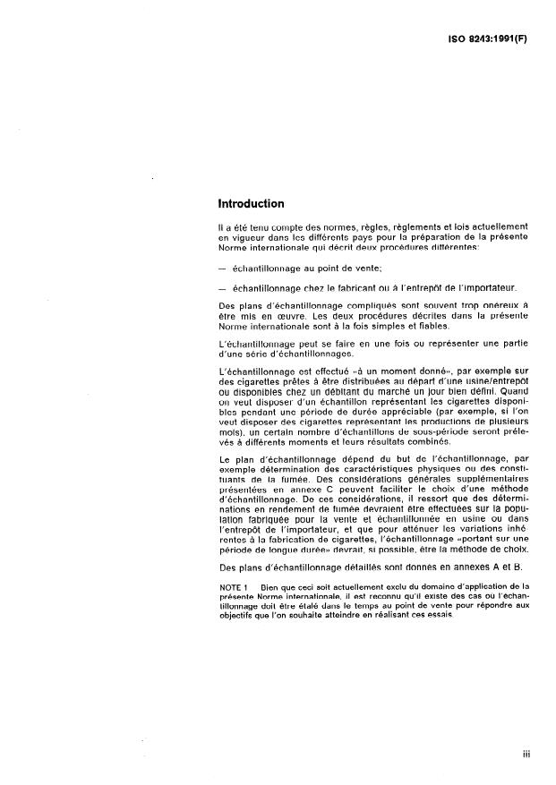 ISO 8243:1991 - Cigarettes -- Échantillonnage