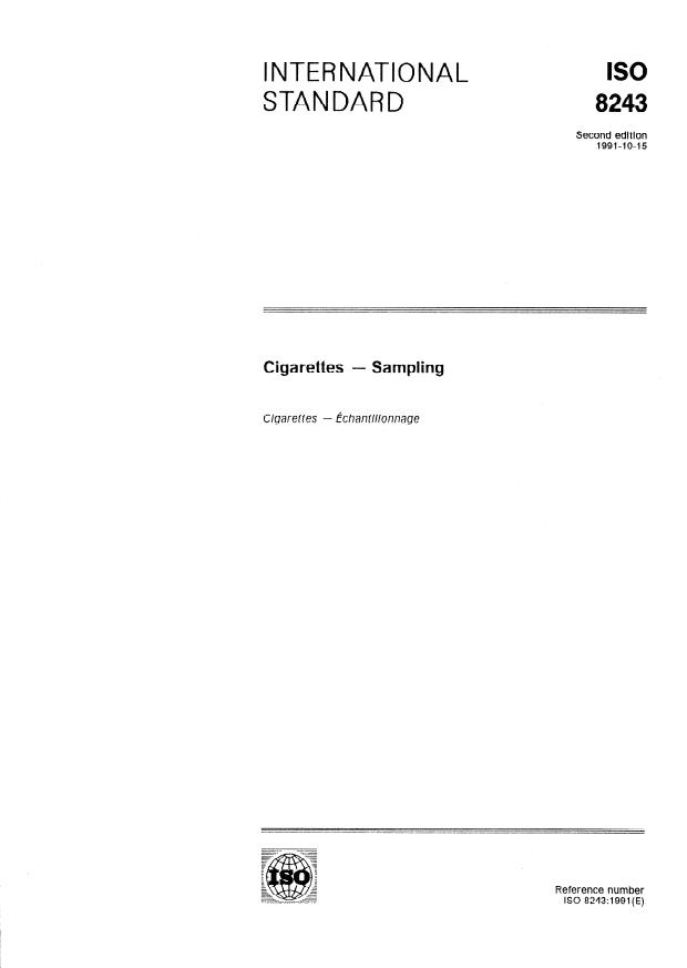 ISO 8243:1991 - Cigarettes -- Sampling