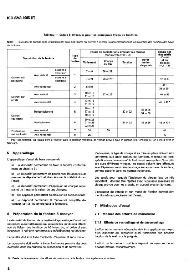 ISO 8248:1985 ISO 8248:1985 - Fenetres et portes-fenetres -- Essais mécaniques - Page 4 preview