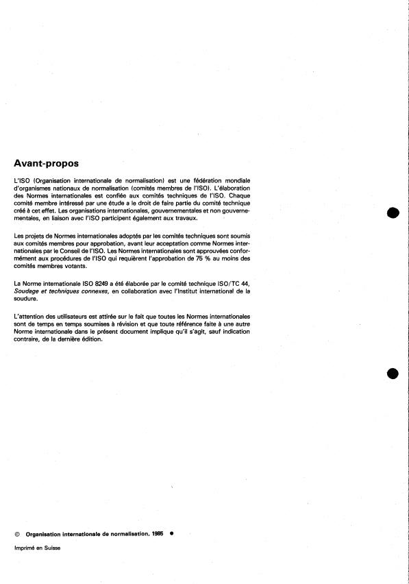 ISO 8249:1985 ISO 8249:1985 - Soudage -- Détermination de l'indice de ferrite des dépôts en acier inoxydable austénitique au chrome-nickel obtenus avec des électrodes enrobées - Page 2 preview