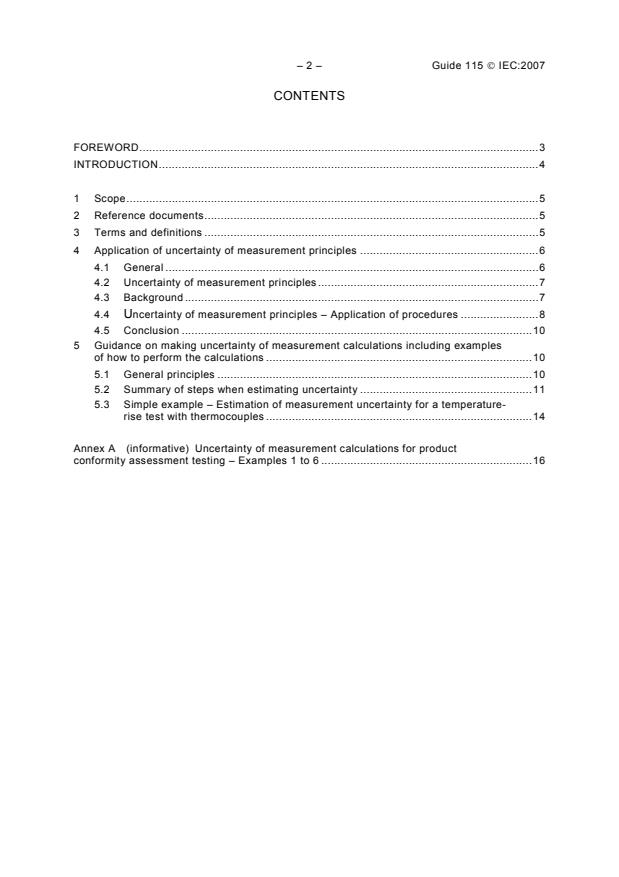 IEC GUIDE 115:2007 IEC GUIDE 115:2007 - Application of uncertainty of measurement to conformity assessment activities in the electrotechnical sector - Page 4 preview