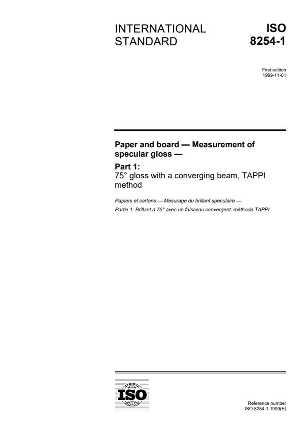 ISO 8254-1:1999 - Paper and board -- Measurement of specular gloss