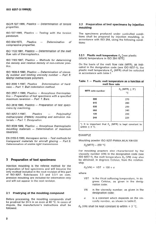 ISO 8257-2:1990 ISO 8257-2:1990 - Plastics -- Poly(methyl methacrylate) (PMMA) moulding and extrusion materials - Page 4 preview