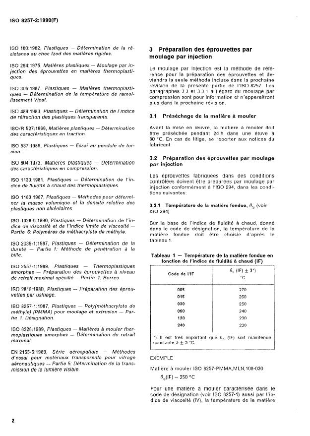 ISO 8257-2:1990 ISO 8257-2:1990 - Plastiques -- Poly(méthacrylate de méthyle) (PMMA) pour moulage et extrusion - Page 4 preview