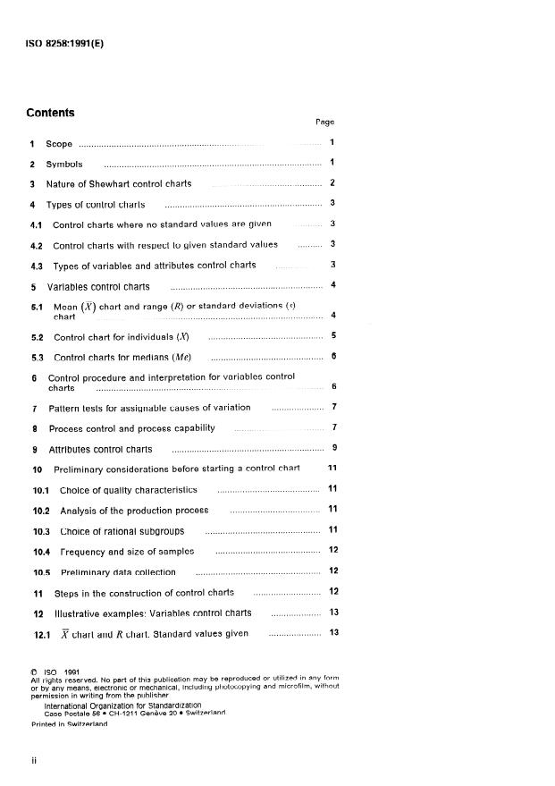 ISO 8258:1991 ISO 8258:1991 - Shewhart control charts - Page 2 preview