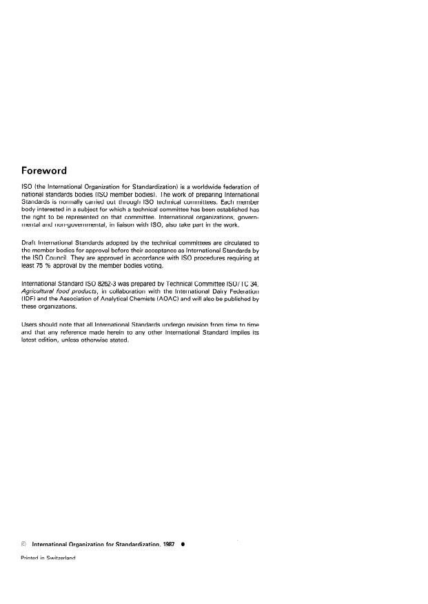ISO 8262-3:1987 ISO 8262-3:1987 - Milk products and milk-based foods -- Determination of fat content by the Weibull- Berntrop gravimetric method (Reference method) - Page 2 preview