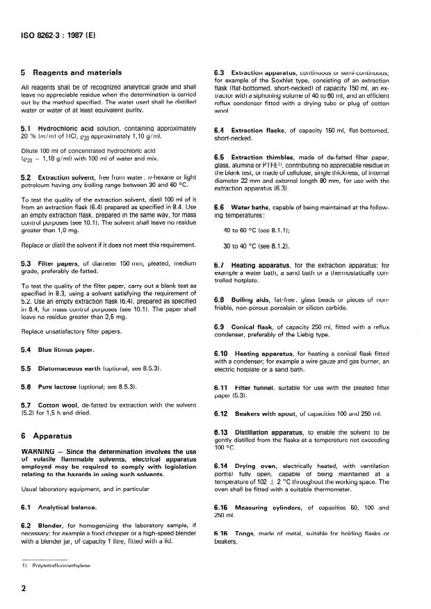 ISO 8262-3:1987 ISO 8262-3:1987 - Milk products and milk-based foods -- Determination of fat content by the Weibull- Berntrop gravimetric method (Reference method) - Page 4 preview