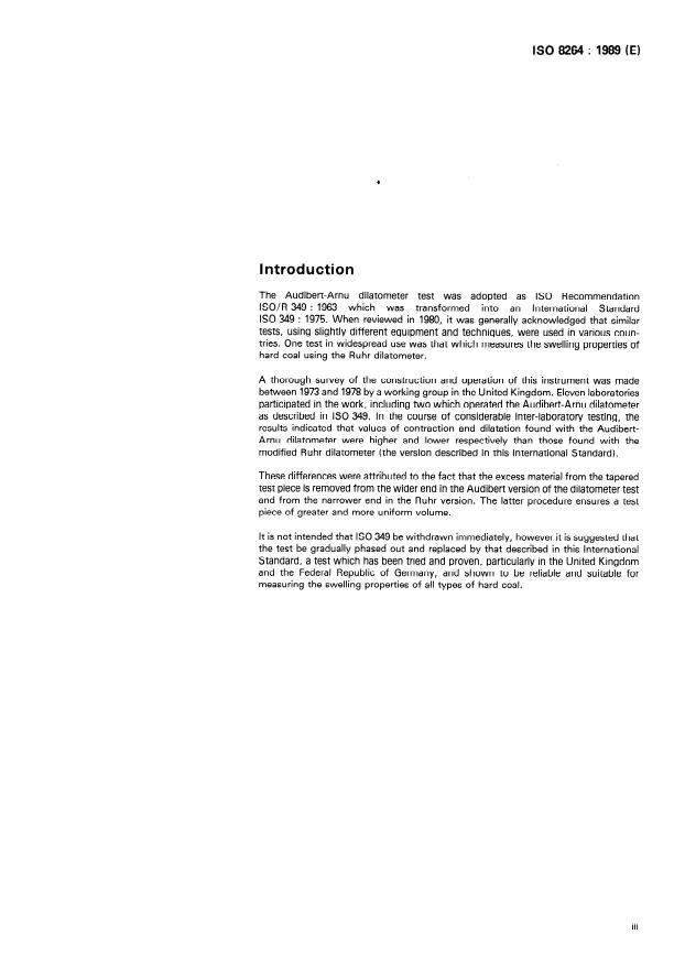 ISO 8264:1989 - Hard coal -- Determination of the swelling properties using a dilatometer