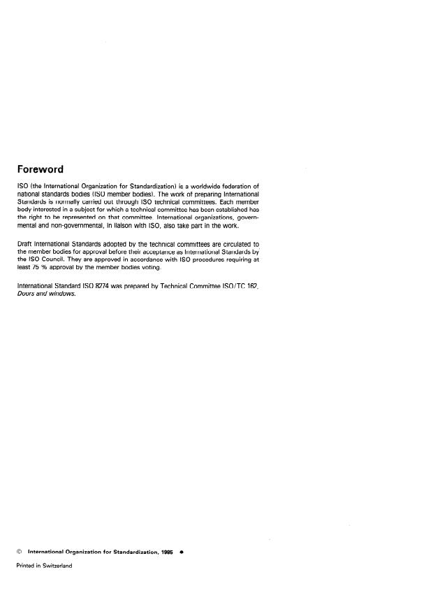 ISO 8274:1985 ISO 8274:1985 - Doorsets -- Determination of closing force - Page 2 preview