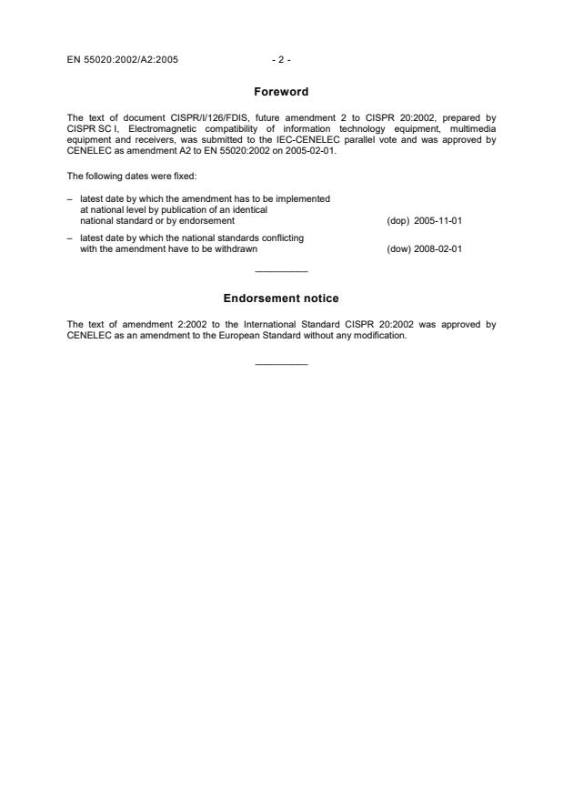 EN 55020:2002/A2:2005 EN 55020:2003/A2:2005 - Page 4 preview