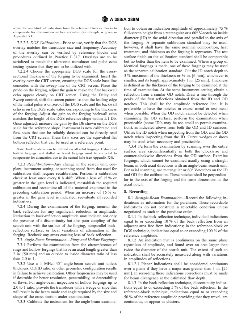 ASTM A388/A388M-95(2000) - Standard Practice for Ultrasonic Examination of Heavy Steel Forgings