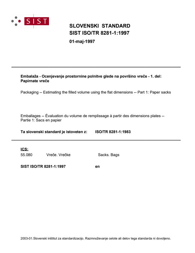SIST ISO/TR 8281-1:1997 ISO TR 8281-1:1997