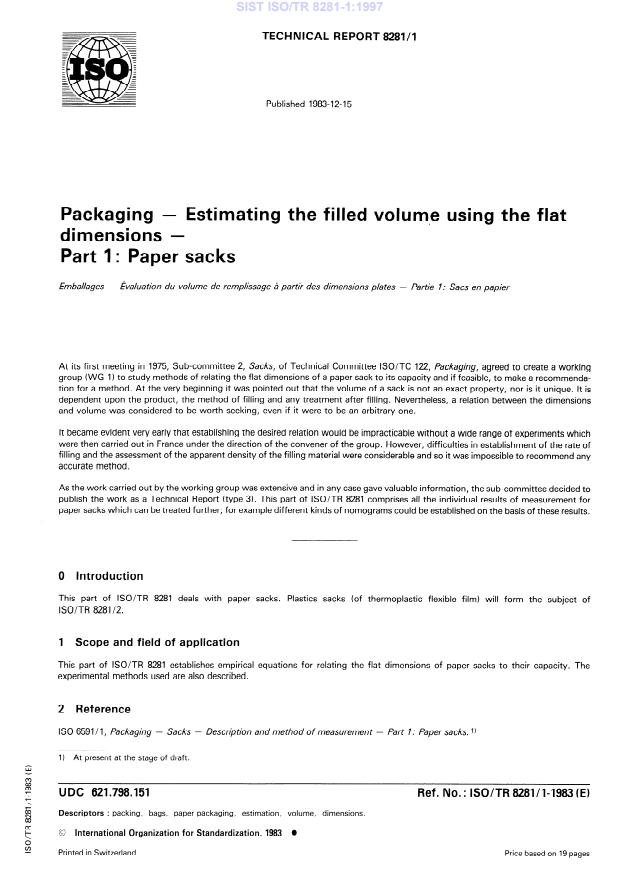 SIST ISO/TR 8281-1:1997 ISO TR 8281-1:1997