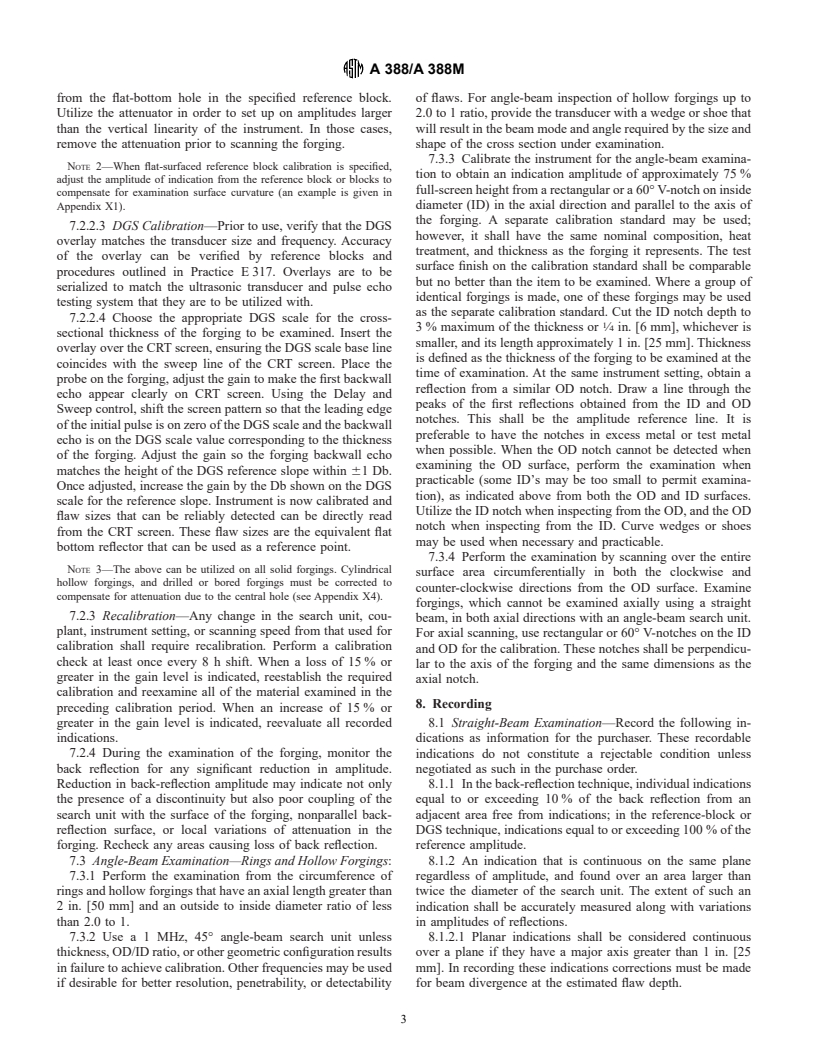 ASTM A388/A388M-95(2001)e1 - Standard Practice for Ultrasonic Examination of Heavy Steel Forgings