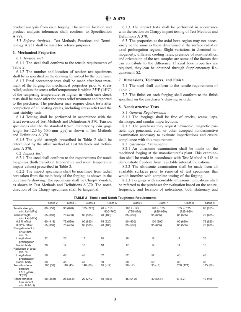 ASTM A470-99 - Standard Specification for Vacuum-Treated Carbon and Alloy Steel Forgings For Turbine Rotors and Shafts