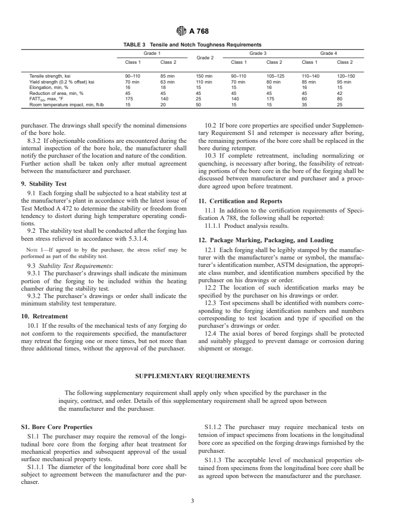 ASTM A768-95 - Standard Specification for Vacuum-Treated 12% Chromium Alloy Steel Forgings for Turbine Rotors and Shafts