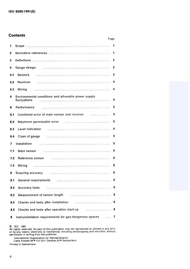 ISO 8309:1991 ISO 8309:1991 - Refrigerated light hydrocarbon fluids -- Measurement of liquid levels in tanks containing liquefied gases -- Electrical capacitance gauges - Page 2 preview