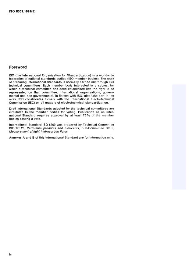 ISO 8309:1991 ISO 8309:1991 - Refrigerated light hydrocarbon fluids -- Measurement of liquid levels in tanks containing liquefied gases -- Electrical capacitance gauges - Page 4 preview