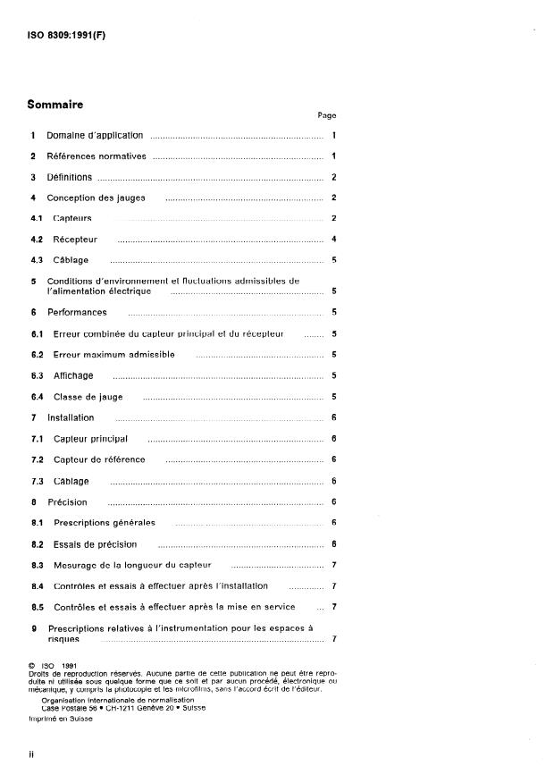 ISO 8309:1991 ISO 8309:1991 - Hydrocarbures légers réfrigérés -- Mesurage du niveau de liquide dans les réservoirs contenant des gaz liquéfiés -- Jauges a effet capacitif - Page 2 preview